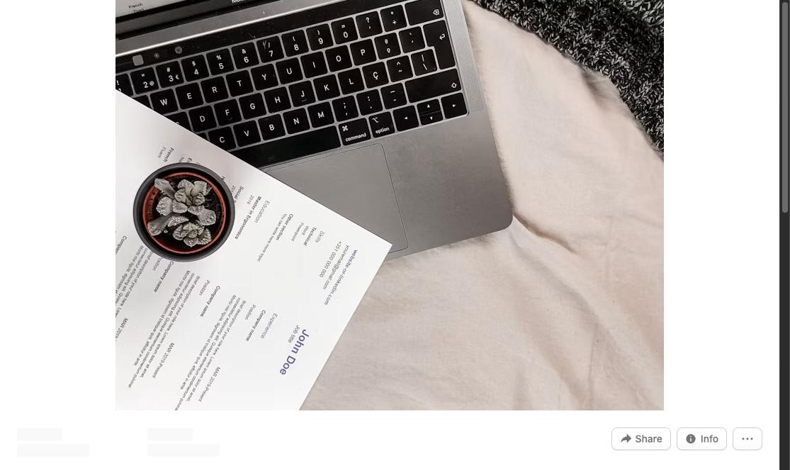 Resume document with a small succulent plant resting on a MacBook