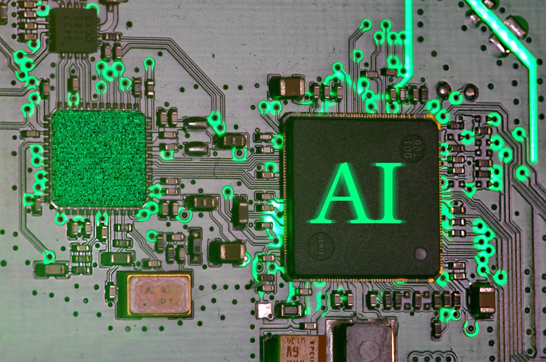 Glowing AI chip on a circuit board, representing AI tools for job seekers